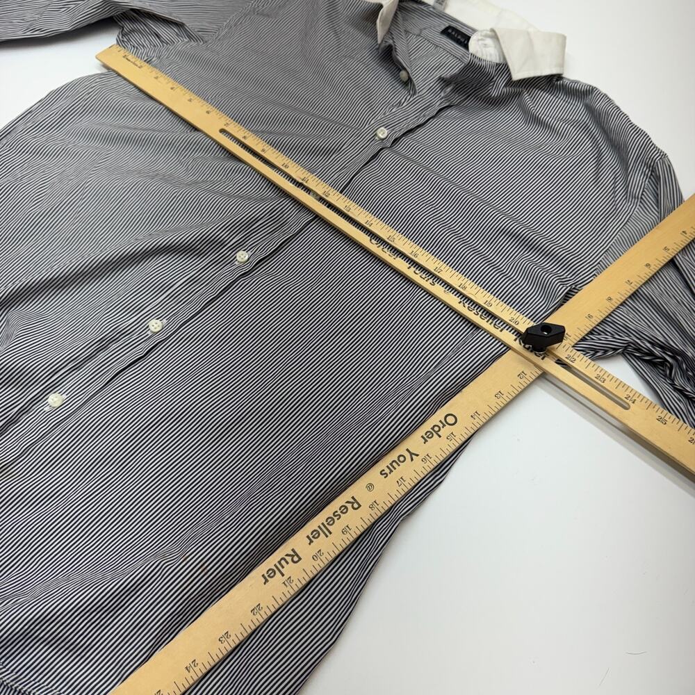 Mens Ralph Lauren Black Striped Dress Shirt White Collar French Cuff Italy 17 - Picture 6 of 9